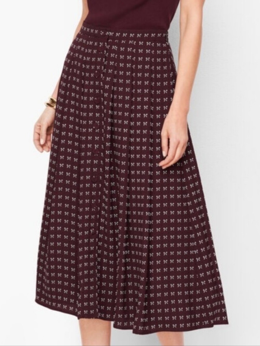 Talbots Dotty Bows Midi Skirt
